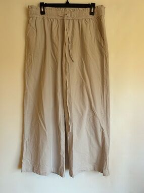 LT GREY 50% LINEN 50% COTTON LIGHT GREY CRINKLE DRAWSTRING POCKETS WOMEN’S PANTS